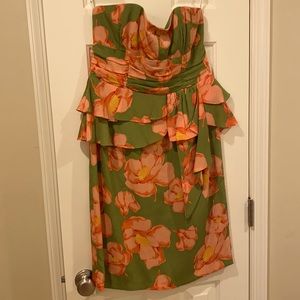 Silk Floral Strapless Dress